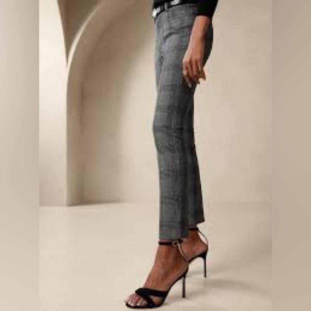 Banana Republic Mid Rise Sloan Skinny Ankle Pants Black/White Plaid Size 0